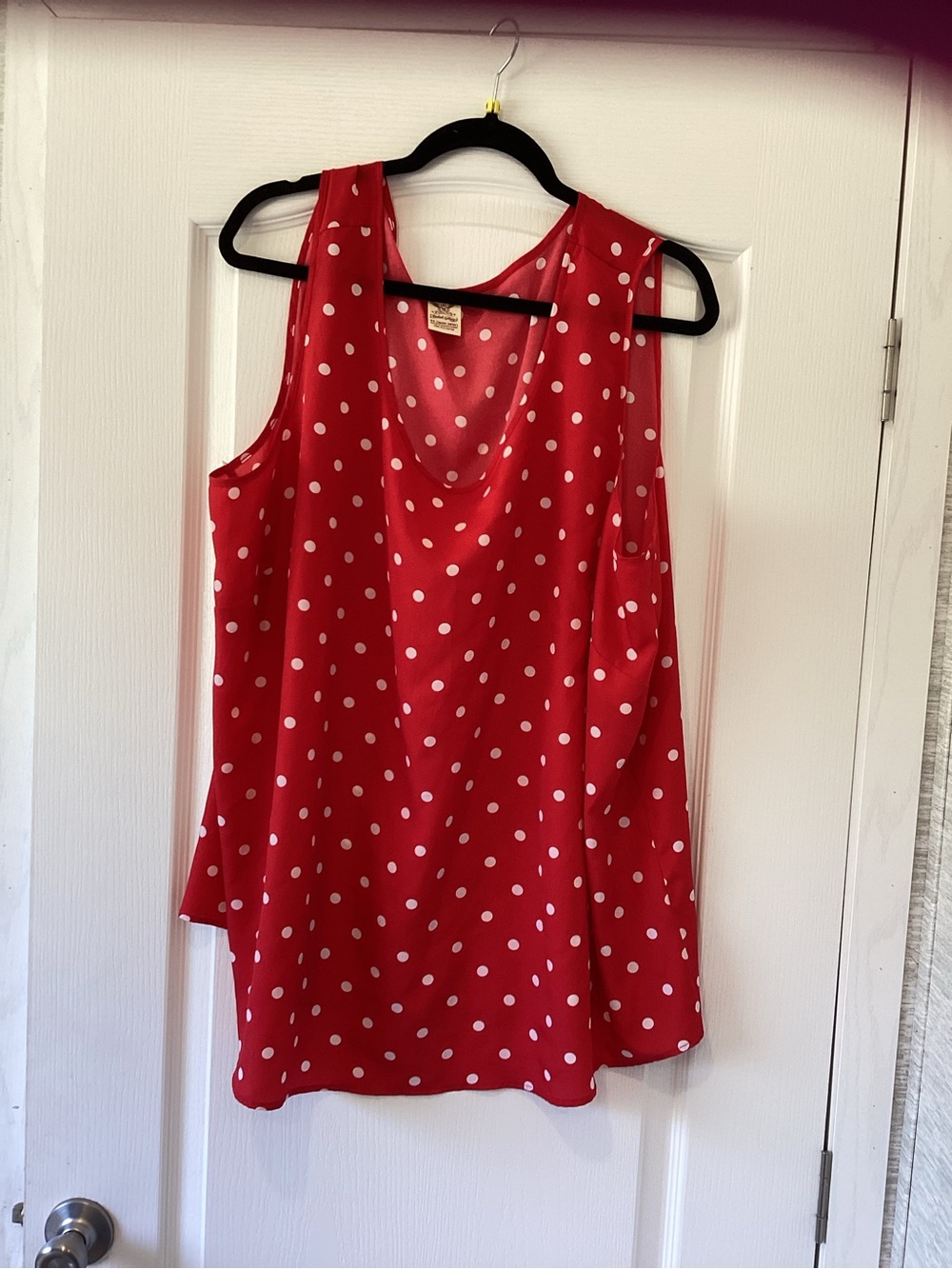 Faded Glory Red Polka Dot Sleeveless blouse 4X EUC